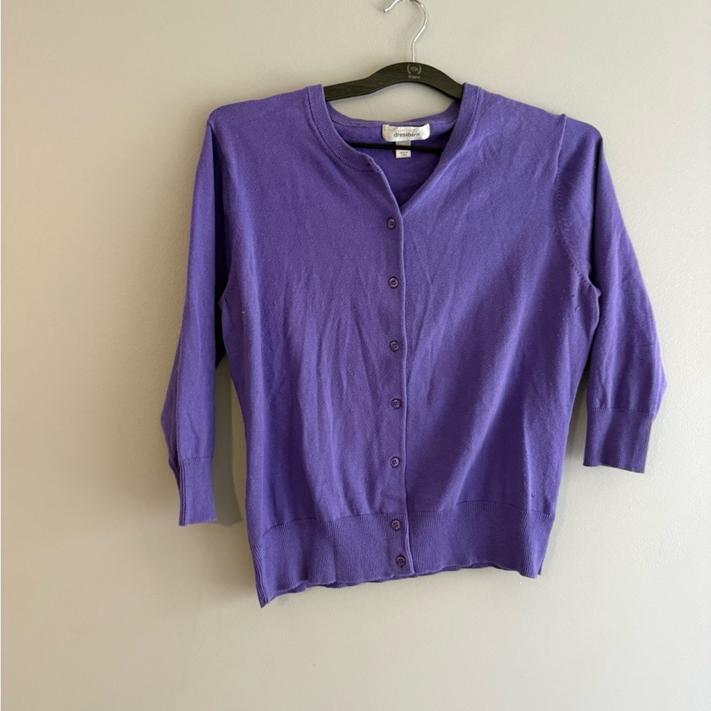 dressbarn Purple Button-Front Women's Sweater